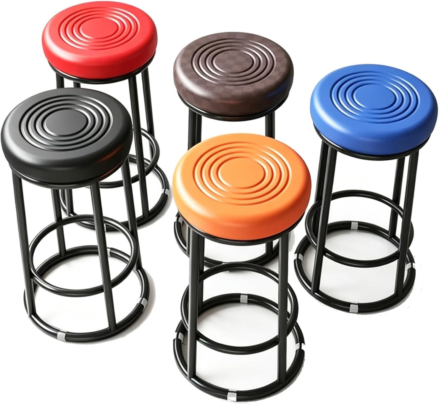 48cm, 63cm, 78cm, Thick Round Stools, Home Office Desk Chair, Metal Frame Side Chair, for Tea, Coffee Shops, Restaurants, Bars, Studios, Supermarkets(Browns,68cm/27in)