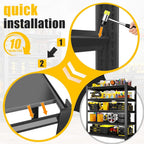5 Tier Adjustable Heavy Duty Metal Garage Shelving Unit, Industrial Utility Storage Rack, Sturdy Steel Organizer for Workshop Warehouse Household Use, 2500 LBS Capacity