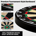 Panana Steel Tip Dartboard Cabinet Set with 6 Darts, 2 Sets of Flights, and Scoreboard Doors for Family Game Pub Target Board