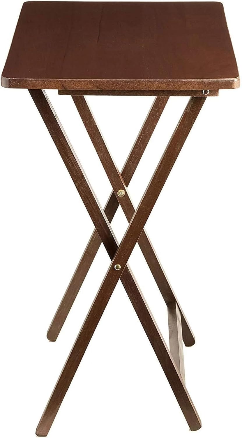 Folding TV Tray Table, Rubberwood, 19" L x 14.5" W x 26" H, Lightweight, Portable, for Meals, Snacks, and Laptops