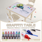 GITAWUSA Toddler Table and Chair Set, Height Adjustable-Upgrade Kids Table and 2 Chairs for Ages 3-8, Multi-Activity Toddler Play Table with Graffiti Desktop for Home/Daycare/Classroom