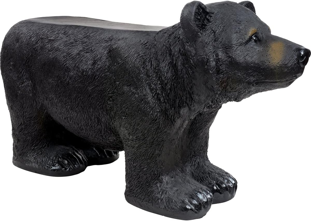 BLACK FOREST DECOR - Black Bear Bench, Forest-Inspired Animal Bench, 33" W x 13" D x 18" H