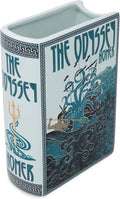Steel Mill & Co. Ceramic Book-Shaped Vase, The Odyssey | Large Decorative Vase for Book Lovers, Vintage Inspired Bookshelf Decor, Unique, Novelty Ceramics