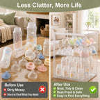 Baby Bottle Storage Organizer for Countertop, Large Clear Bottle Organizer, Baby Bottle Storage Organizer for Bottles, Nipples, Pump Parts, Cabinet, Kitchen Pantry