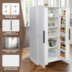 62.99''White Kitchen Pantry Cabinet Tall Freestanding Pantry Storage Cabinet with Doors and Shelves Buffet Cupboards Sideboard Tall Kitchen Pantry Storage Cabinets Food Pantry for Living Room