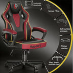 HapGIFT Computer Chair, Racing Style Gaming Chair with Link Armrest, Ergonomic PC Office Chairs for Adults Teens, Height Adjustable Video Game Chairs for Home, Swivel PC Chair, 300lbs (BLACK RED)