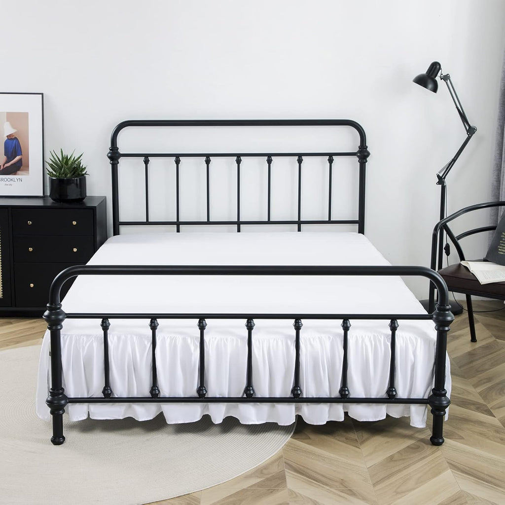 Bed Skirt Queen Size Ruffled Bed Skirt with Split Corners, 14 Inch Drop Dust Ruffle Bed Skirt with Platform, White