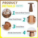 Small Round Pedestal Side Table, Wooden End Table for Living Room, Fluted Drink Table for Small Space, Modern Plant Stand Accent Table for Sofa Couch, 13.6 inch (Walnut)