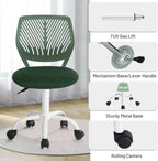 FurnitureR Kids Swivel Desk Chair, Height-Adjustable Armless Study Chair with Fabric Cushion & Ventilated Backrest, Smooth-Rolling Task Chair for Children & Teens, Perfect, Green