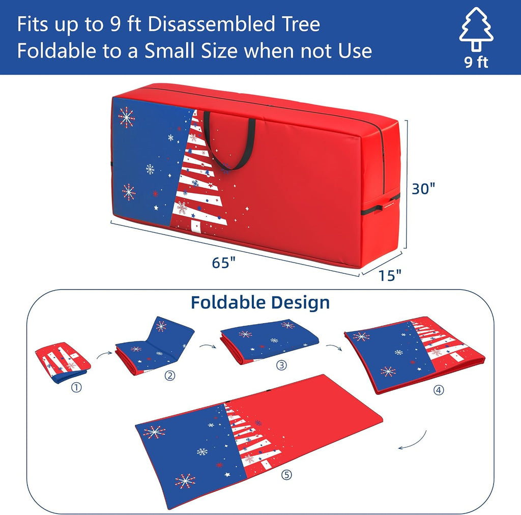 Extra Large Heavy Duty Storage Bag, Waterproof 600D Oxford Christmas Tree Storage Bag with Reinforced Handles, Dual Zippers, Moving Bags for Home, College Dorm, Camping, Seasonal Decor -Space Saving