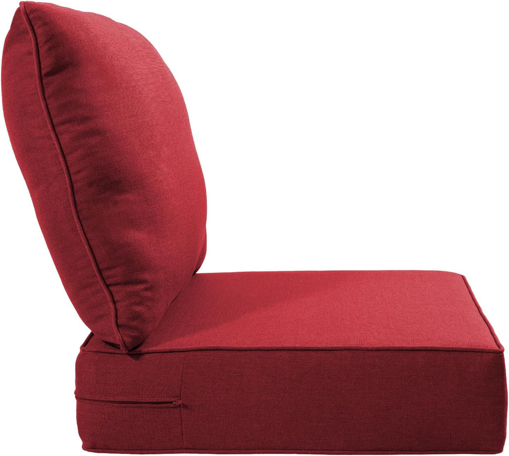 Luxury 22x24/22x25 6-Inch Outdoor Chair Cushions Set of 4 - Heavy Duty Water-Resistant Seat Cushion for Patio Furniture Set Dining Gliding Rocking Chairs Loveseat L-Shape Sofa - Red