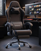 Dowinx Ergonomic Gaming Chair with Footrest & Massage Lumbar, 2D-Linkage Armrests for Computer Chair 330lbs with Headrest Pillow for Office, Home, Streaming and Long Gaming Sessions, Black