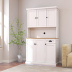 71'' Tall Kitchen Pantry Storage Cabinet with Storage, Kitchen Hutch Cabinets with Microwave Countertop, Kitchen Cupboard with Adjustable Shelves, Doors and Drawer (White A)