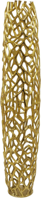 Deco 79 Aluminum Metal Coral Decorative Vase Centerpiece Vase, Vase for Home Decoration 10" x 10" x 45", Gold