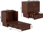 AFI, Sydney Twin Wood Murphy Bed Chest with 6" Mattress, Storage Drawer & Built-in USB Charger, Walnut