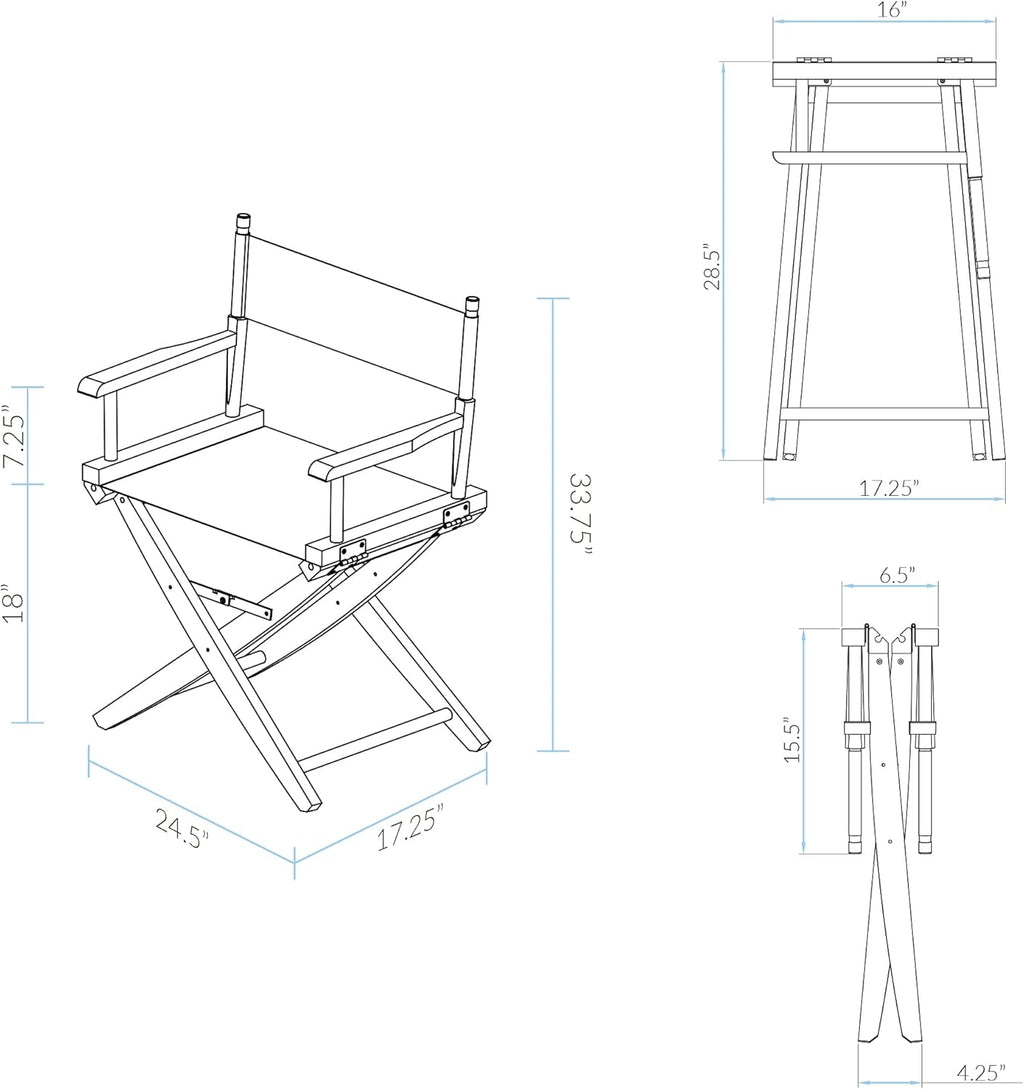 Casual Home American Trails Extra-Wide Premium Directors Chair 18" H Classic Height Natural Frame Hunter Green Canvas
