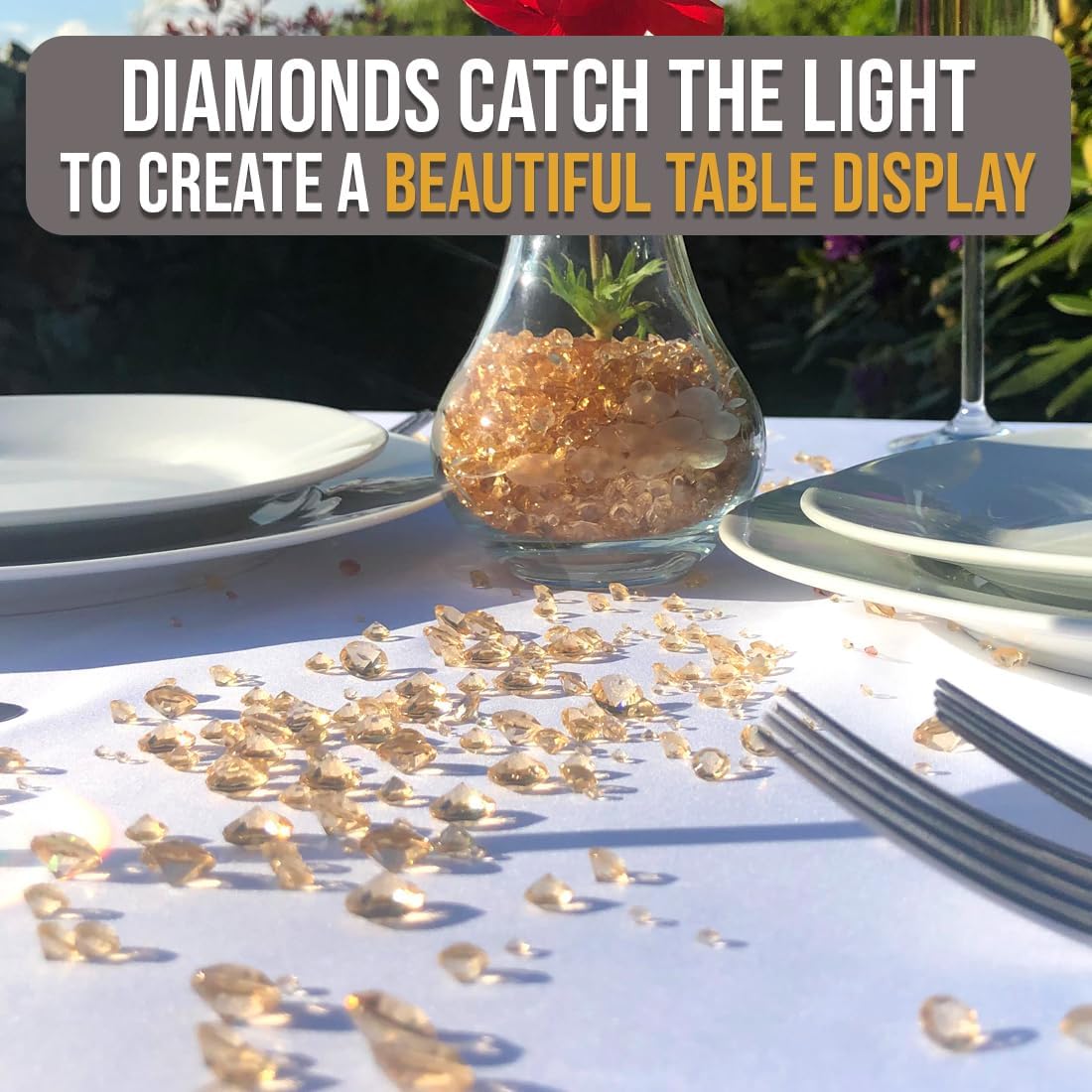 Luxury Gold Party Decorations; Sparkling Diamond Confetti, Table Decor & Vase Filler for Elegant Wedding Centerpiece Arrangements