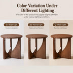 100% Solid Wood Round Side Table Set of 2, 19.7'' Walnut Brown Small End Table, Sofa Side Table with Sculptural Curved Base, Minimalist Accent Table for Living Room, Bedroom, Reading Nook