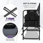 Tall Folding Directors Chair with Side Table 30.71" Seat Height Foldable Camping Chair Bar Stool for Makeup Artist Face Painting with Footrest and Storage Pocket Supports 350LBS
