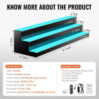 VEVOR LED Lighted Liquor Bottle Display, 3 Tiers 48 Inch Commercial Illuminated Home Bar Shelf, 3 Steps Whiskey Rack Stand, Acrylic Drink Shelves with RF Remote & App Control, and Multicolor Light