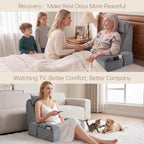 ENITYA Back Pillow for Bed Sitting Up,Reading Pillow with Armrests & Big Pockets for Adults,Upright Pillow for Resting,Watching TV,Nursing,Recovery,Gaming,Grey