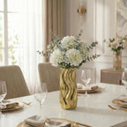 7.5" Gold Ceramic Vase - Minimalist Gold Flower Vase, Small Pampas Grass Vase, Boho Decorative Centerpiece Vase for Home Decor, Wedding, Housewarming, Table, Shelf, Mantel, and Entryway
