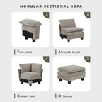 Lexicon Chenille Upholstered Rectangle Ottoman, Foot Stool, Black Faux Wood Feet, Durable Frame, Large Padded, Modular Sectional Couch Add Ons for Living Room, Bedroom, Assembly Required, Dark Pewter