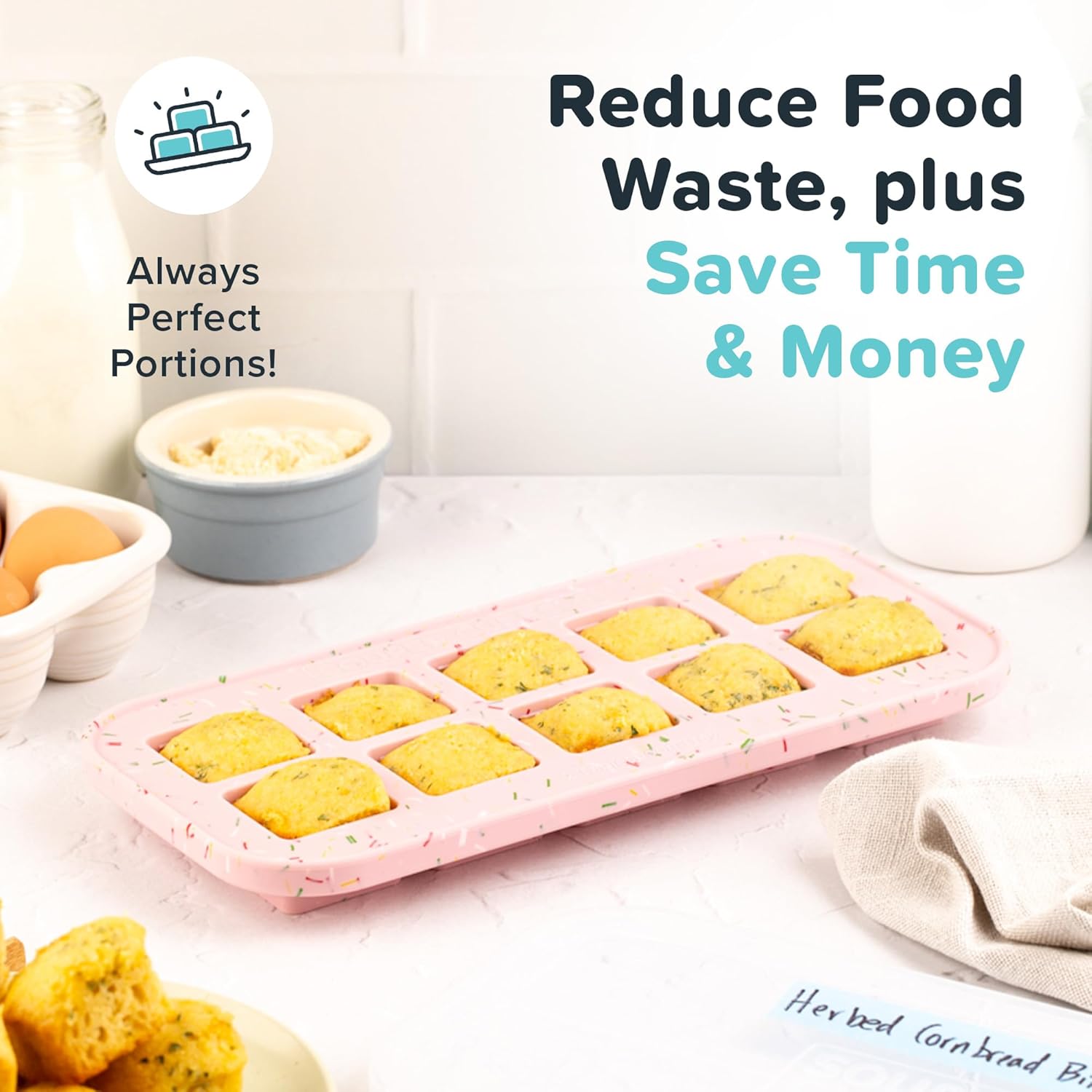 Souper Cubes 2 Tbsp Silicone Freezer Molds with Lids, Cotton Candy, 2-Pack | 100% Platinum-Cured Silicone Freezer Trays, Oven & Microwave Safe, Perfect for Freezing Garlic, Herbs, Tomato Paste and More