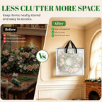 BlessedSeason Wreath Storage Container, 93L Large Clear Christmas Storage Bags for 24 to 30 Inch Artificial Garland, Holiday Decoration Organizer with Sturdy Zippers, Moving Bag for Home (5-Pack)