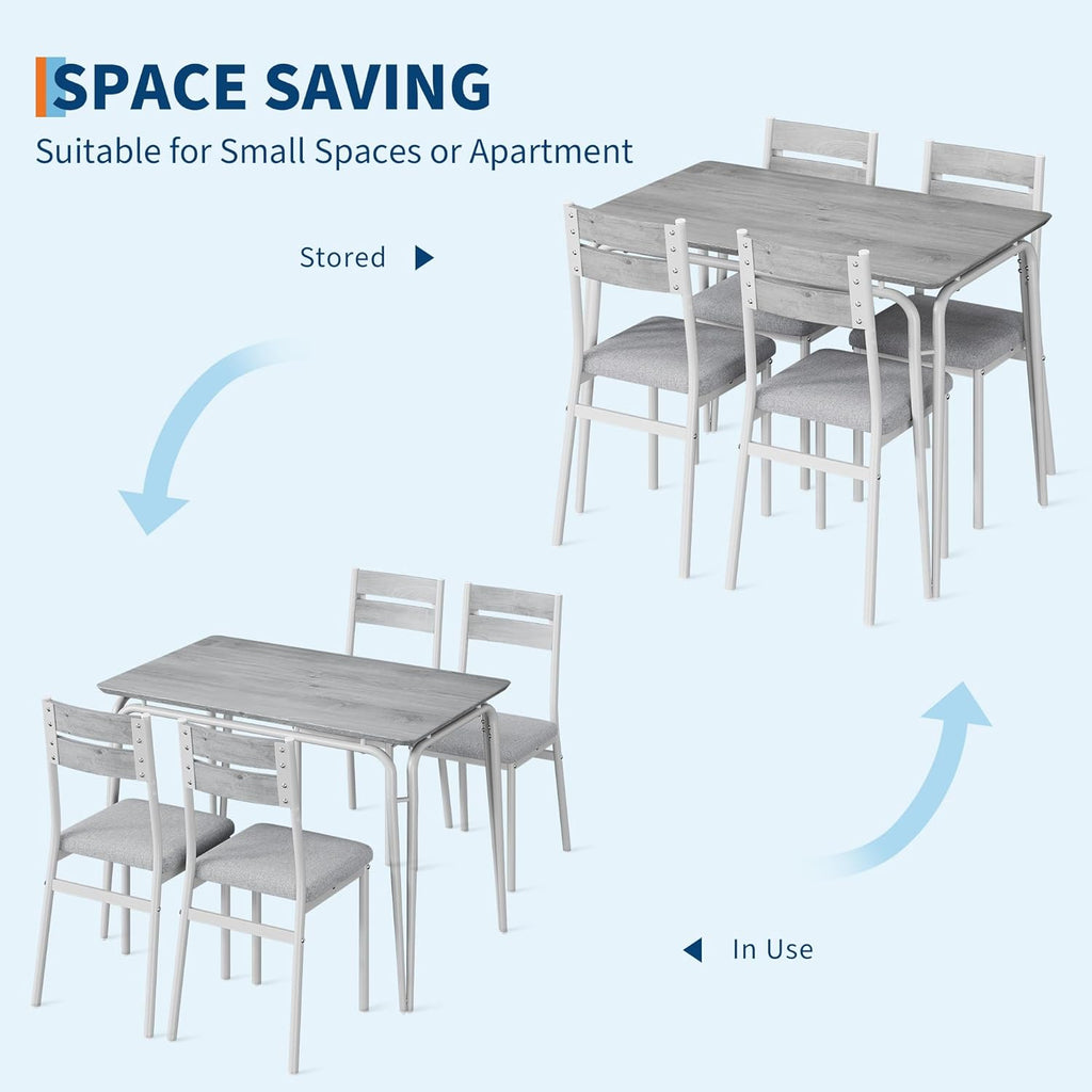 Dining Table for 4, Small Table and Chairs Set of 4, Square Dinette Set for 4, Dinner Table Set, 5 Piece Kitchen & Dining Room Sets for Small Space, Apartment (White, Dining Table with 4 Chairs)