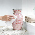 Pink Glass Vases for Flowers, Mosaic Vases Home Decor Glitter Handmade Modern Decorative Flower Holder for Home Table Decor Vase for Centerpieces Perfect for Office Living Room Banquet Wedding Gift