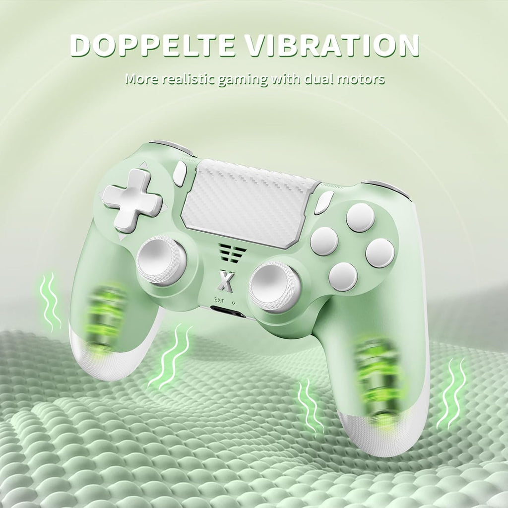 Puiseno Wireless Controller for PS-4, Dual Vibration Game Joystick/Motion Sensing/Touchpad/Speaker/3.5mm Audio Jack Headphone, Upgraded Six-Axis Sensor, Compatible with PS4/Slim/Pro Console/PC (green)