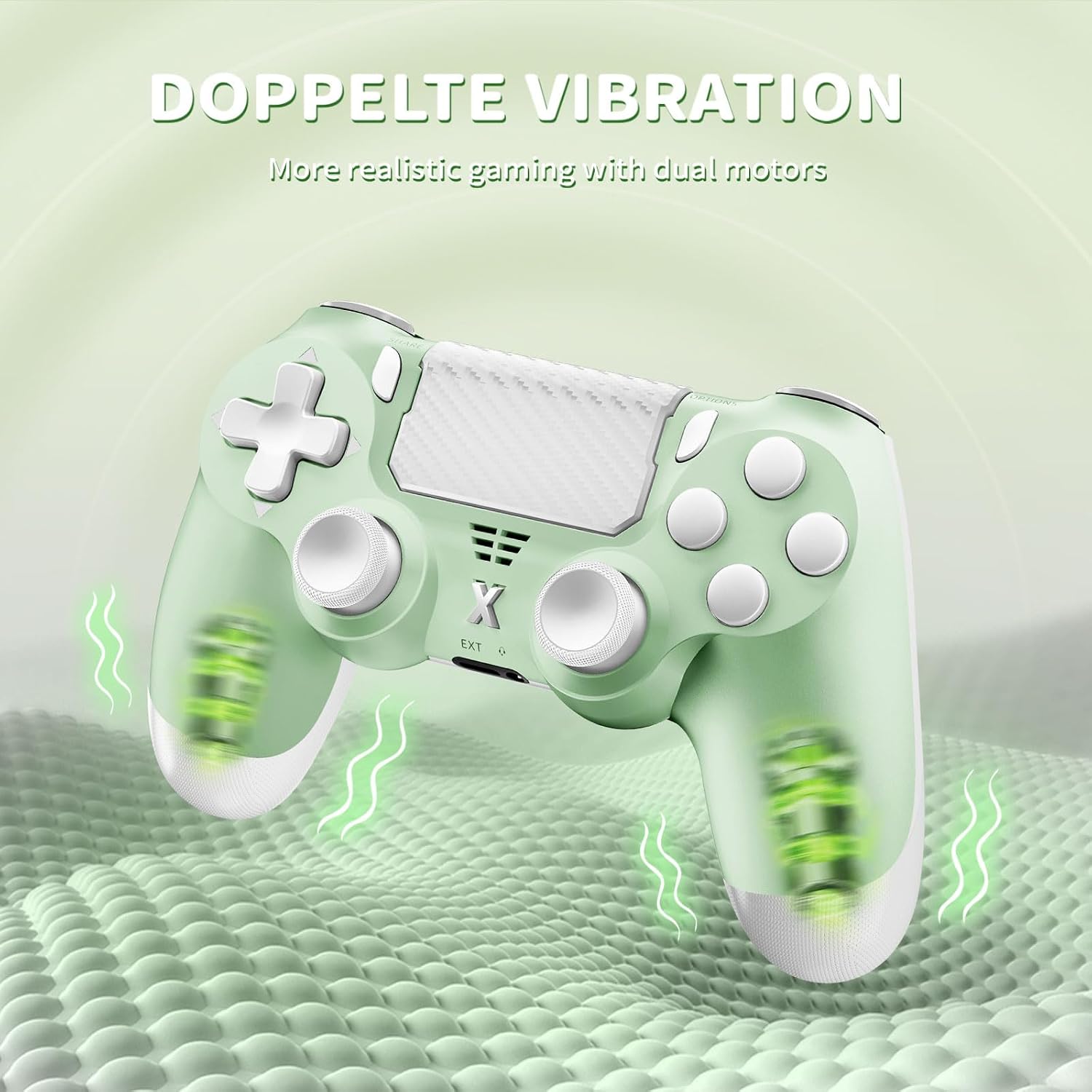 Puiseno Wireless Controller for PS-4, Dual Vibration Game Joystick/Motion Sensing/Touchpad/Speaker/3.5mm Audio Jack Headphone, Upgraded Six-Axis Sensor, Compatible with PS4/Slim/Pro Console/PC (green)
