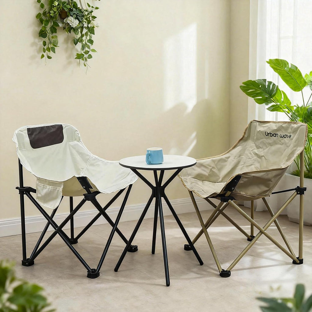 Oval Side Table, 10mm HPL Tabletop End Table, 110 lbs Detachable Small Side Table for Small Spaces with X-Shaped Iron Legs, Waterproof Scratch-Resistant Table for Living Room Bedroom Camping Picnic