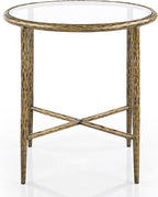 24/7 Shop at Home Lalia Modern Metal 22-inch Round End Tables Set of 2 with Tempered Glass Top, Forged Steel Base for Living Room, Matte Gold