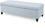 Storage Ottoman Bench, End of Bed Ottoman Bench Legs, Upholstered Entryway Storage Bench, for Bedroom, Living Room, Holds up to 250 lb, Beige (Light Sky)
