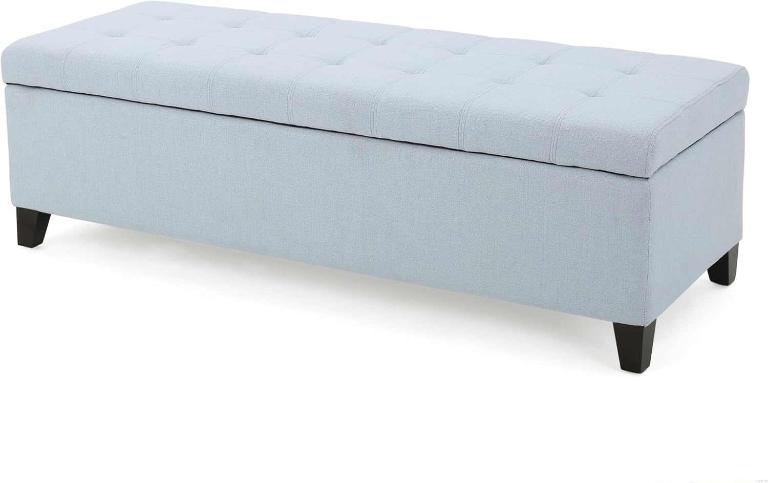 Storage Ottoman Bench, End of Bed Ottoman Bench Legs, Upholstered Entryway Storage Bench, for Bedroom, Living Room, Holds up to 250 lb, Beige (Light Sky)