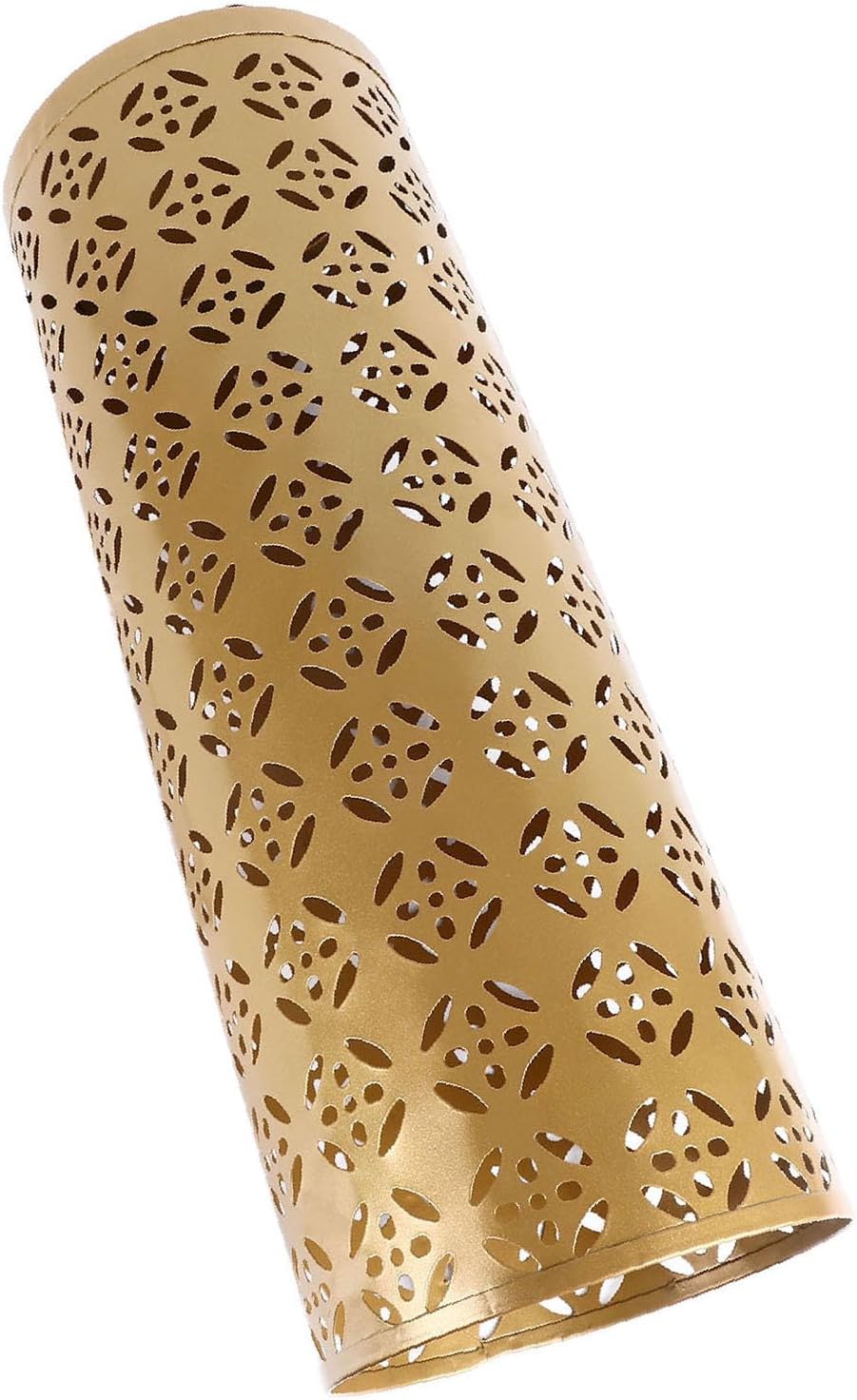 Zerodis Large Round Hollow Design Metal Umbrella Holder, Stylish Gold Finish Steel Umbrella Stand for Entryway, Home Office, and Outdoor Use (L)