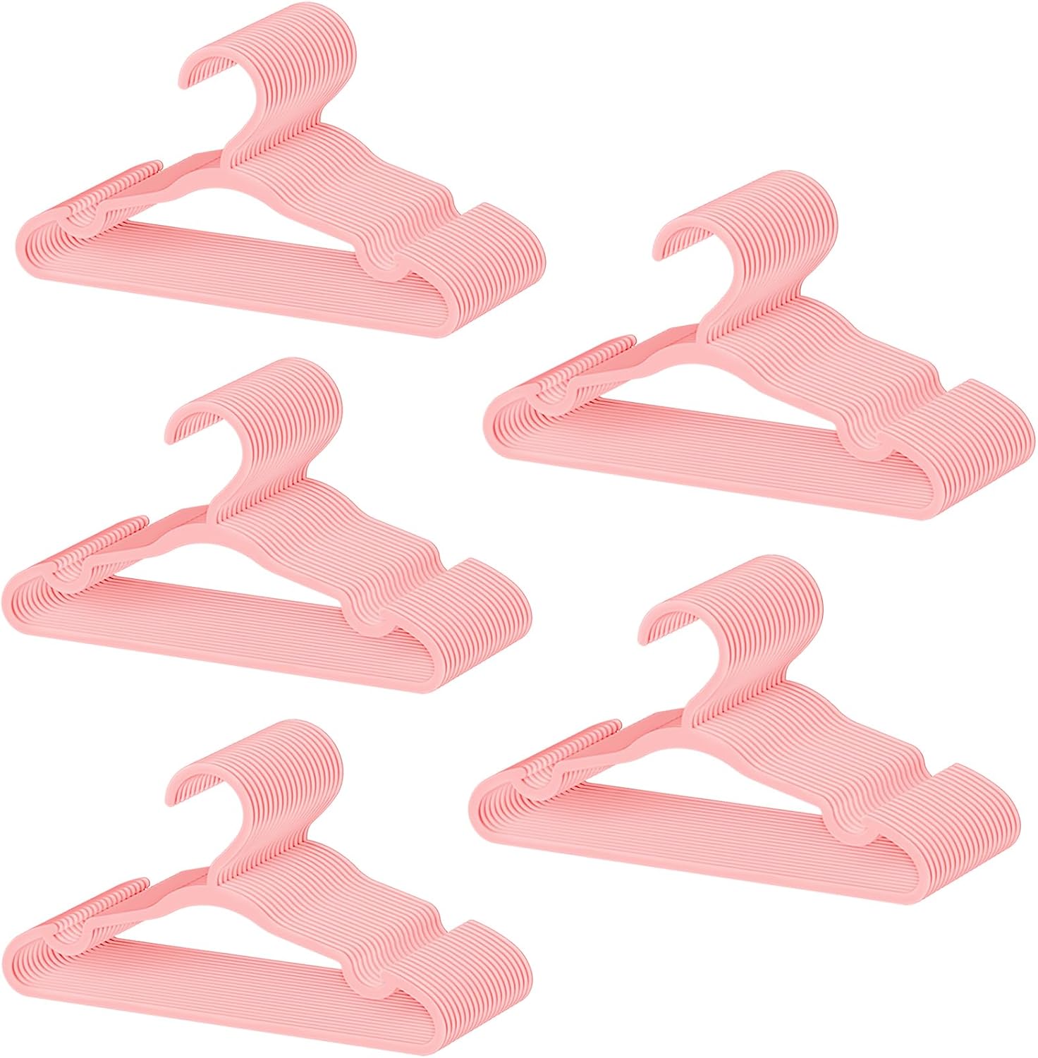 100 Pack Baby Plastic Hangers,12.83" Ultra-Thin,Non-Slip Hangers for Children. Ideal for Closets and Nurseries.Designed for Newborns and Children's Clothing,Including Trousers,Coat,Dresses.(Pink)