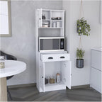 Kitchen Pantry 67" H, Two Cabinets, Three Doors, Two Open Shelves, One Drawer, Microwave Storage Option,for Kitchen