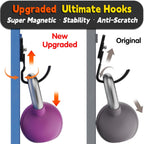 ULIBERMAGNET Upgraded Extra Large Magnetic Hooks,2 Pack Heavy Duty Ultimate Magnetic Hooks for Metal Cabinet,Pegboard,Garage Shelve,Tool Shed,RV,Shipping Containers (Black/3.46inch)