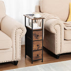 LOAKEKEL Narrow Nightstand with Charging Station