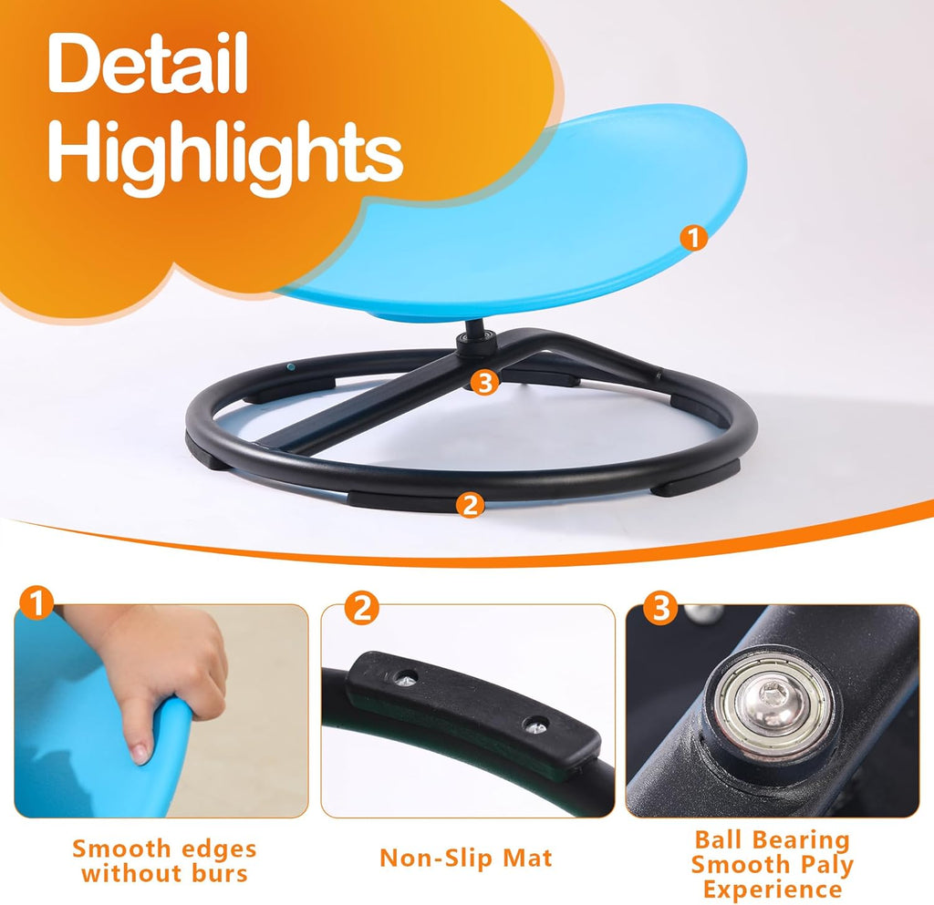 Sensory Spinning Chair for Autistic Kids，Sensory Swivel Chair，Sit and Spin Toy for Balance and Coordination, Spinning Autism Seat & ADHD Children, Indoor & Outdoor Play for Ages 3+（Blue）
