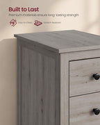 VASAGLE Liry Collection-Farmhouse Side End Table with 3 Drawers, Slim Nightstand with Storage, Narrow Bedside Table for Living Room, Bedroom, Office, Washed Gray, ULET132G101S