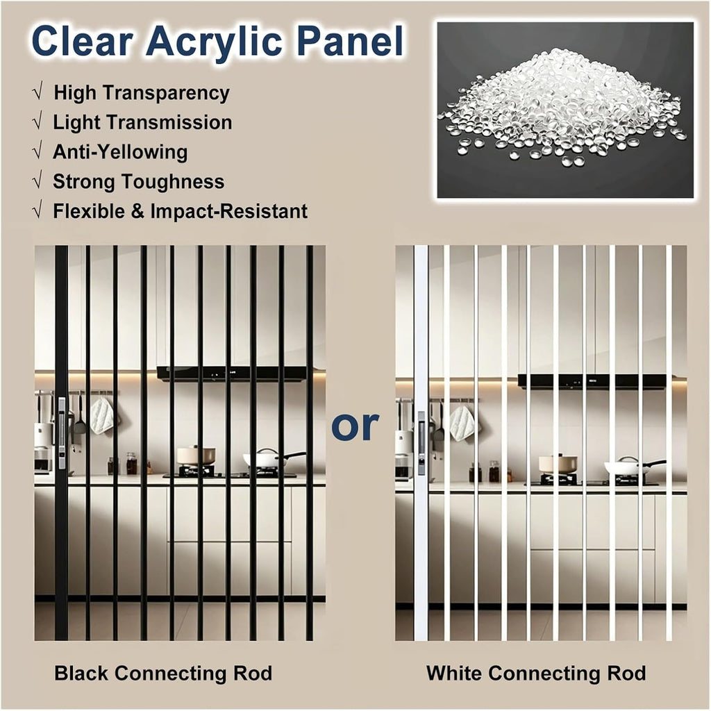 Clear Panel Accordion Door for Kitchen Bedroom, Folding Room Divider with Aluminum Frame, Interior Privacy Door for Laundry Closet(60x210cm(24"x83"))