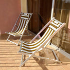 Beach Sling Chair Replacement Canvas, 16x44.5 Inch Folding Lounge Chair Fabric with Pillow for Beach/Sunbathing/Courtyard/Garden [Striped Brown, Only Replacement]