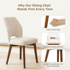 Dining Chairs Set of 4, Upholstered Kitchen Chairs with Unique Cutout High Back & Wood Legs, Comfortable Fabric Side Chair for Dining Room, Living Room, Beige
