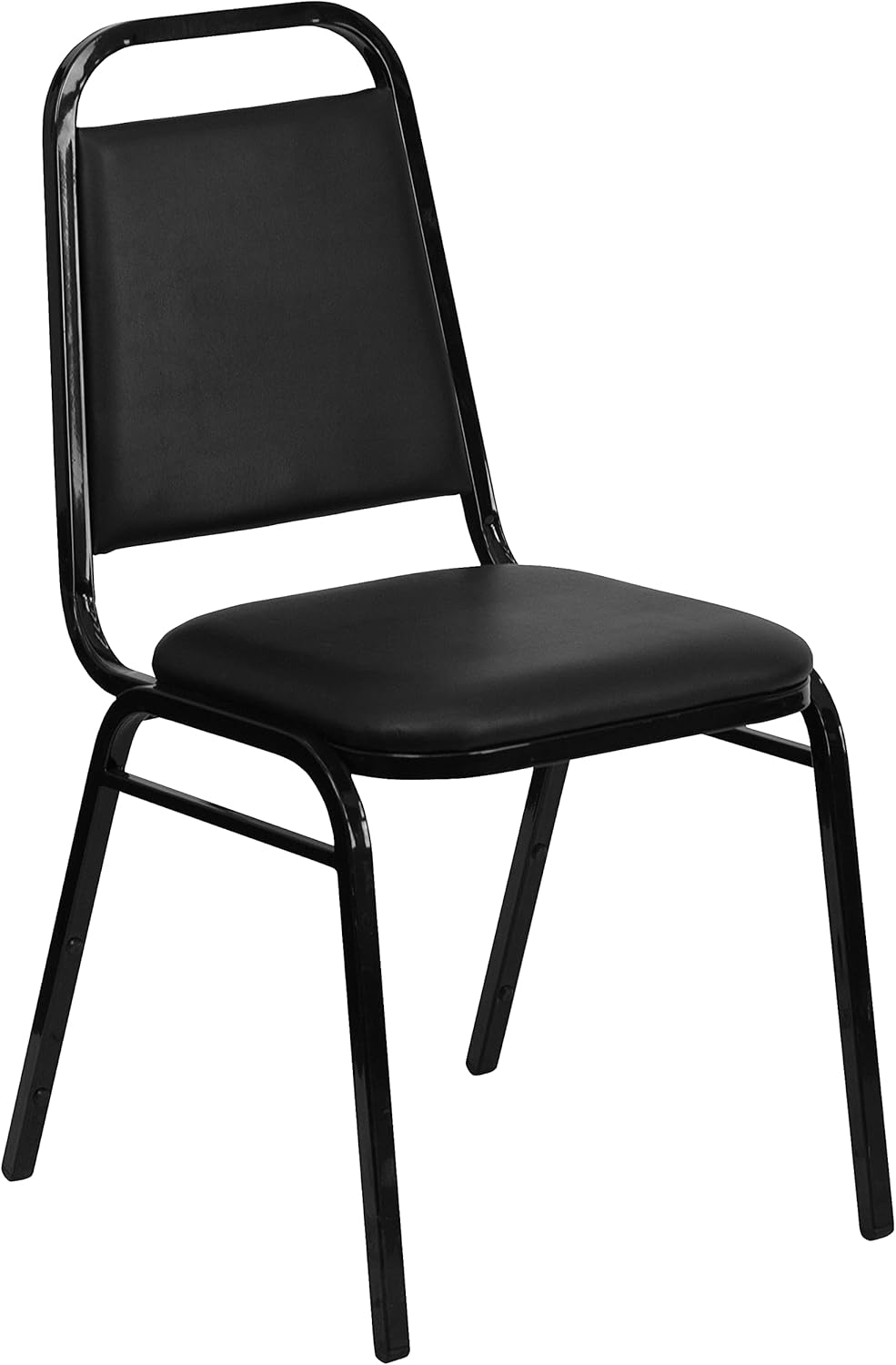 Flash Furniture Hercules Series Trapezoidal Vinyl Banquet and Event Chairs, Commercial Event Chairs with Padded Seats and Backs, Set of 4, Black
