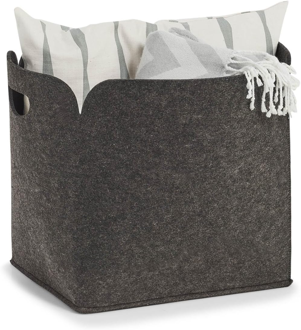 Zeller 14369 High, Felt Storage Basket – Anthracite, felt, charcoal, 36 x 28 x 36 cm