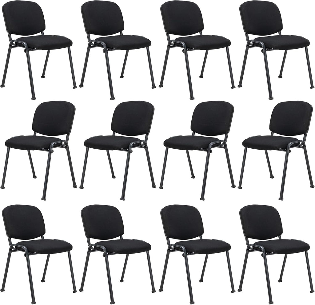 Giantex 12-Pack Conference Chair Set - Stackable Guest Chair with Metal Frame, Padded Cushion, Stacking Reception Chair, Lobby Chairs Set of 12, Stackable Chairs, Office Waiting Room Chair, Black